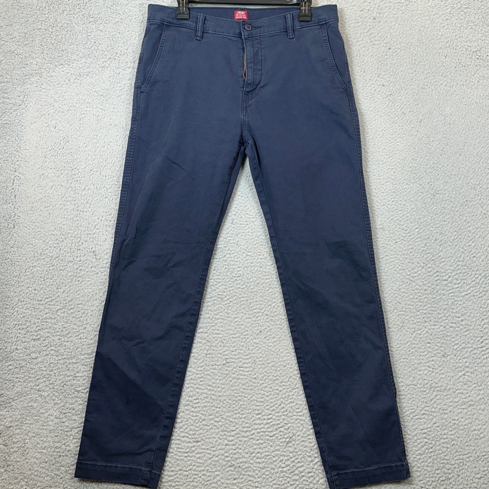 Levis XX Chino Pants Mens 33X32 Standard Taper Navy Blue Red Tab Casual Stretch